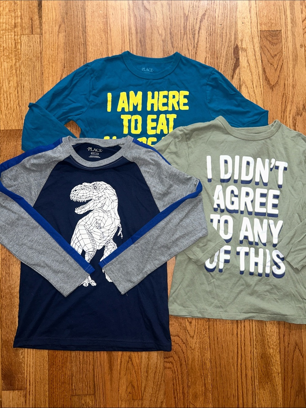 The Childrens Place Boys' Bundle of Funny Graphic Long Sleeve Tshirts 7/8